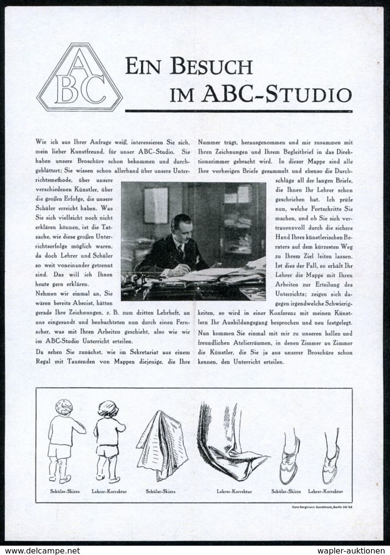 KUNST & KULTUR (ALLGEMEIN) : BERLIN SW/ 68/ Da Sie/ Schreiben Können,/ Können Sie/ Auch ZEICHNEN/ DAS A-B-C STUDIO/ FÜR  - Autres & Non Classés