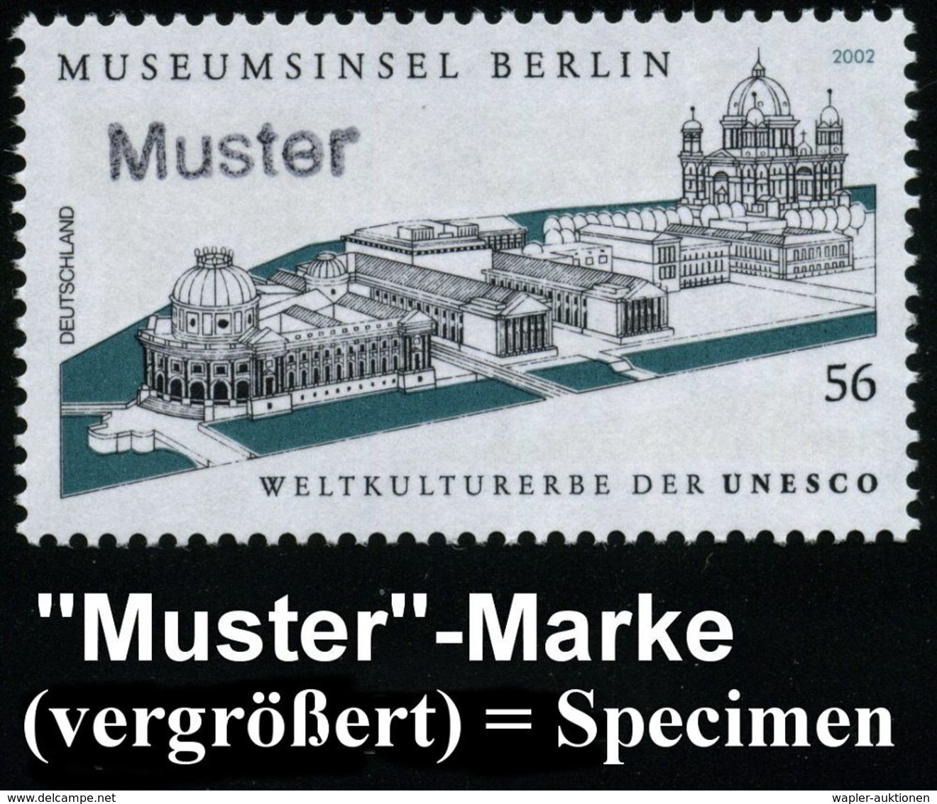 KUNSTMUSEEN / GALERIE : B.R.D. 2002 (Aug.) 56 C. "Museumsinsel Berlin" (UNESCO-Weltkulturerbe) Mit Amtl. Handstempel  "M - Musei