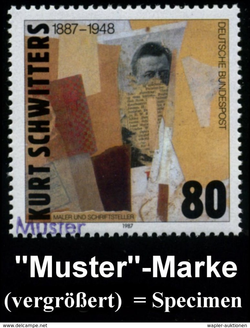 KÜNSTLER & MALER IN DEUTSCHLAND : B.R.D. 1987 (Mai) 80 Pf. "100. Geburtstag Kurt Schwitters" (Collage) Mit Amtl. Handste - Sonstige & Ohne Zuordnung