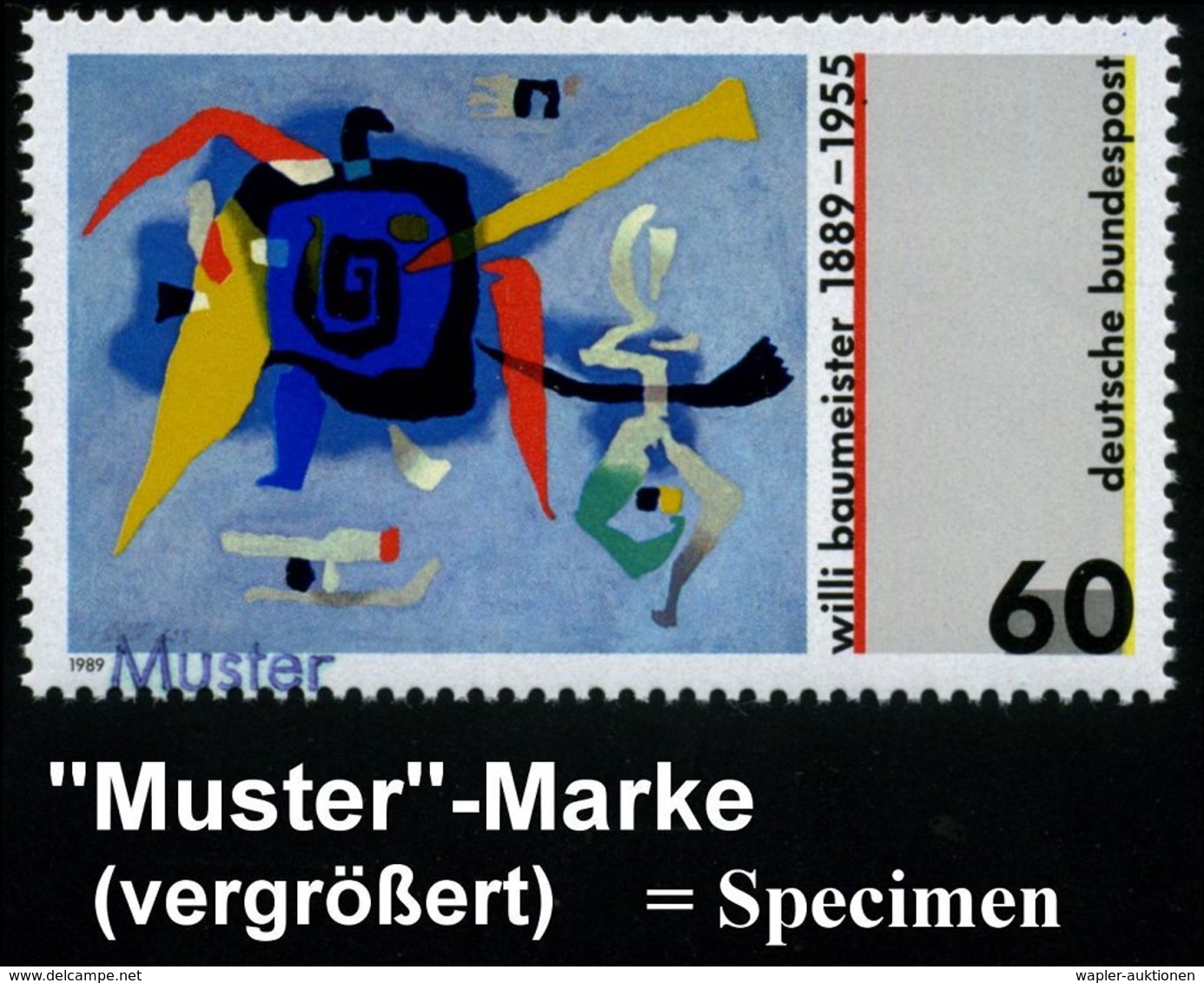 KÜNSTLER & MALER IN DEUTSCHLAND : B.R.D. 1989 (Jan.) 60 Pf. "100. Geburtstag Willi Baumeister" (Gemälde "Bluxao I", 1955 - Autres & Non Classés