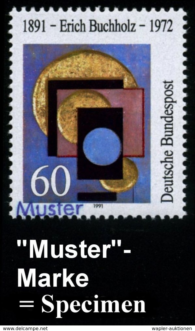 KÜNSTLER & MALER IN DEUTSCHLAND : B.R.D. 1991 (Jan.) 60 Pf. "100. Geburtstag Erich Buchholz" (Gemälde "3 Goldkreise..")  - Autres & Non Classés