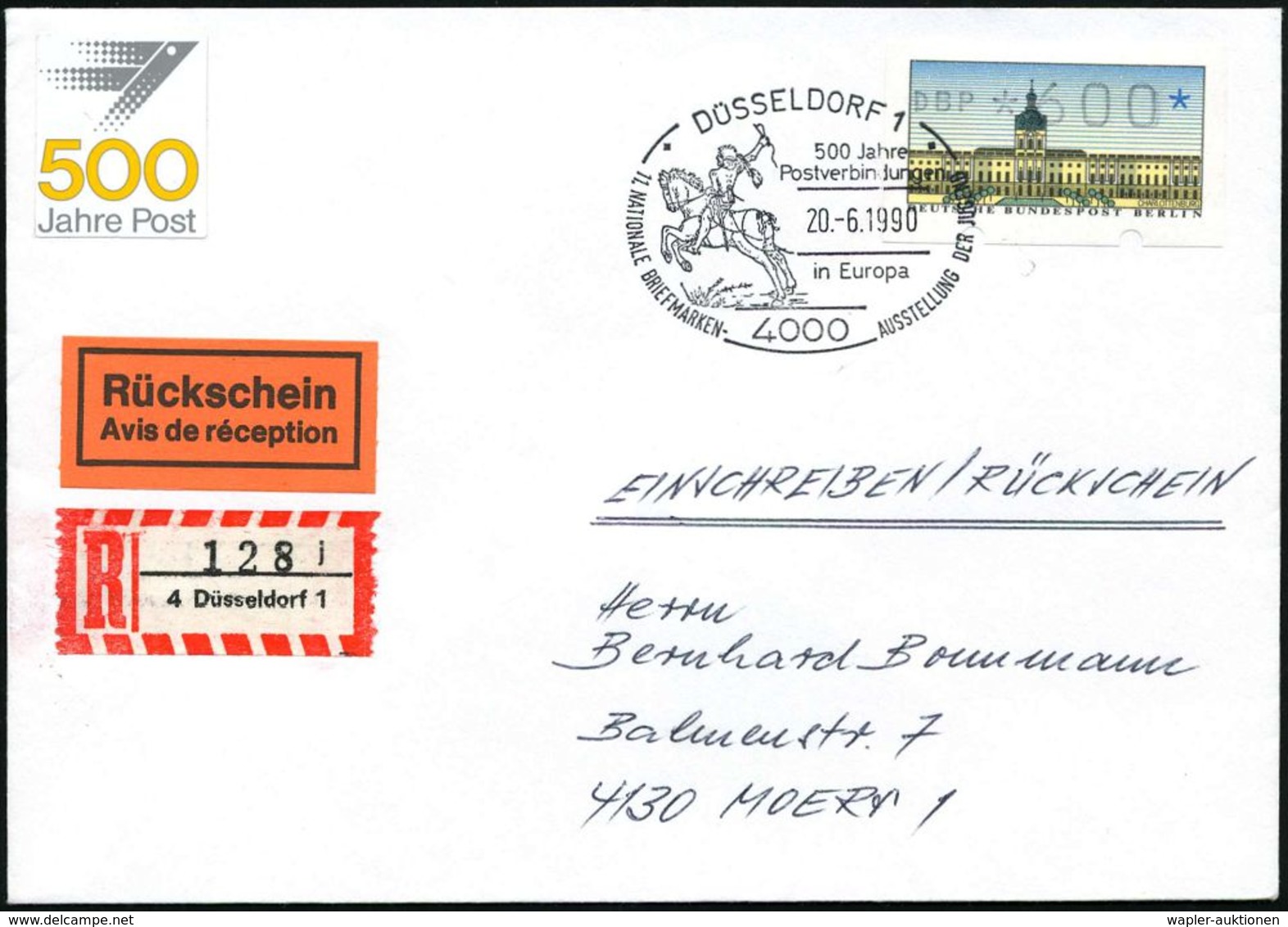 ALBRECHT DÜRER : 4000 DÜSSELDORF 1/ 500 Jahre/ Postverbindungen/ In Europa.. 1990 (20.6.) SSt = Dürer's Postreiter Auf E - Sonstige & Ohne Zuordnung