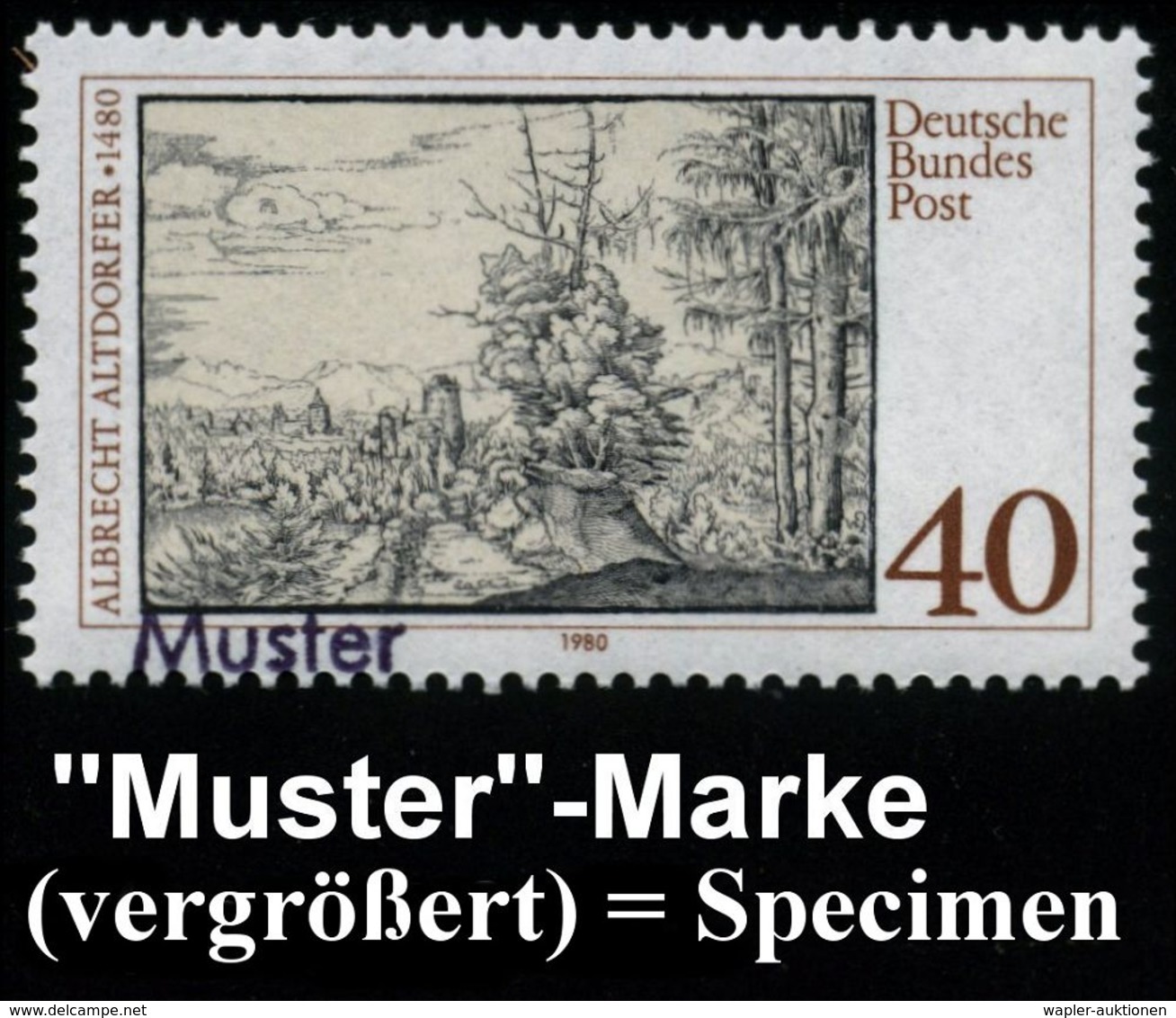 GRAFIK / ZEICHENKUNST / KUNSTDRUCKTECHNIKEN : B.R.D. 1980 40 Pf. "500. Geburtstag Albrecht Altdorfer" = Landschafts-Radi - Autres & Non Classés