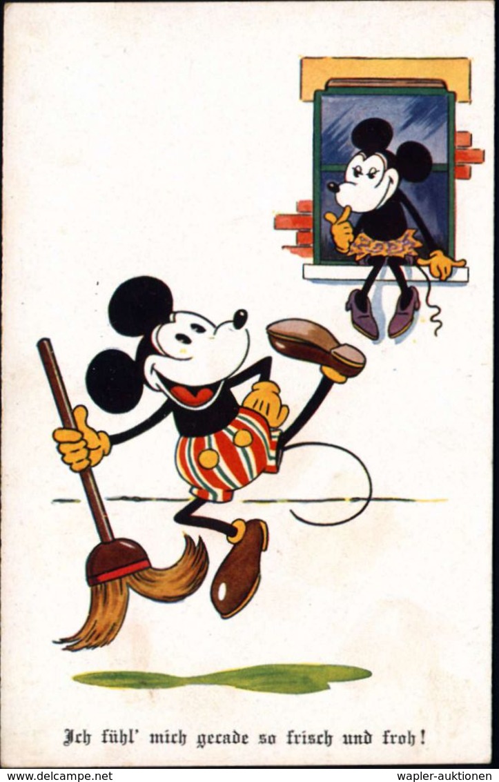 POPULÄRE ZEICHENKUNST / COMICS : DEUTSCHES REICH 1930 (ca.) Seltene, Frühe Color-Micky-Maus-Ak.: "Ich Fühl' Mich Gerade  - Comics