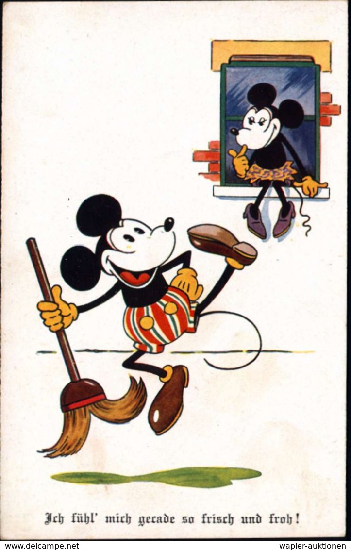 POPULÄRE ZEICHENKUNST / COMICS : DEUTSCHES REICH 1930 (ca.) Seltene, Frühe Color-Micky-Maus-Ak.: "Ich Fühl' Mich Gerade  - Bandes Dessinées