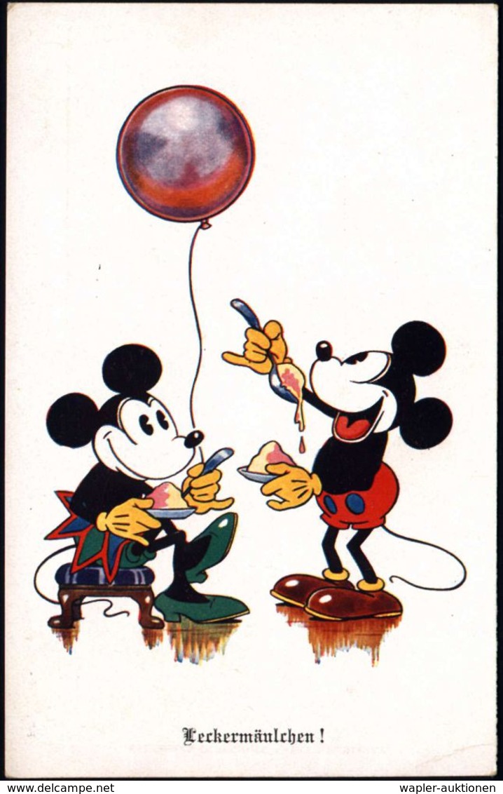 POPULÄRE ZEICHENKUNST / COMICS : DEUTSCHES REICH 1930 (ca.) Seltene, Frühe Color-Ak.: "Leckermäulchen!" = Minnie U. Mick - Comics