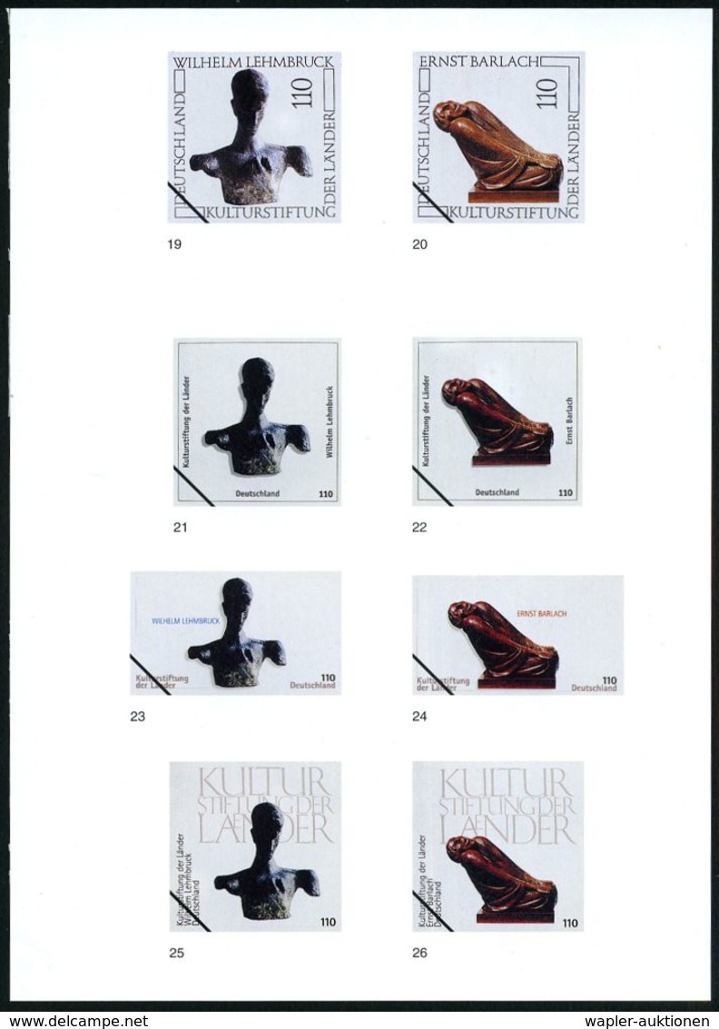 BILDHAUER / SKULPTUR & PLASTIK : B.R.D. 1999 (Mai) 110 Pf. "Kulturstiftung Der Länder" = Skulpturen Von Barlach U. Lehmb - Sculpture