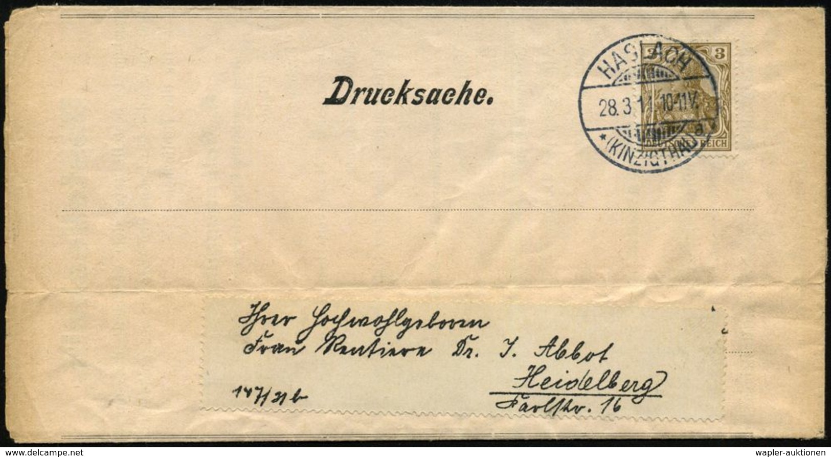 DEUTSCHSPRACHIGE DICHTER & LITERATUR : HASLACH/ *(KINZIGTHAL)/ A 1911 (28.3.) 1K-Gitter Auf Falt-Bf.: Bestellschein ..We - Scrittori