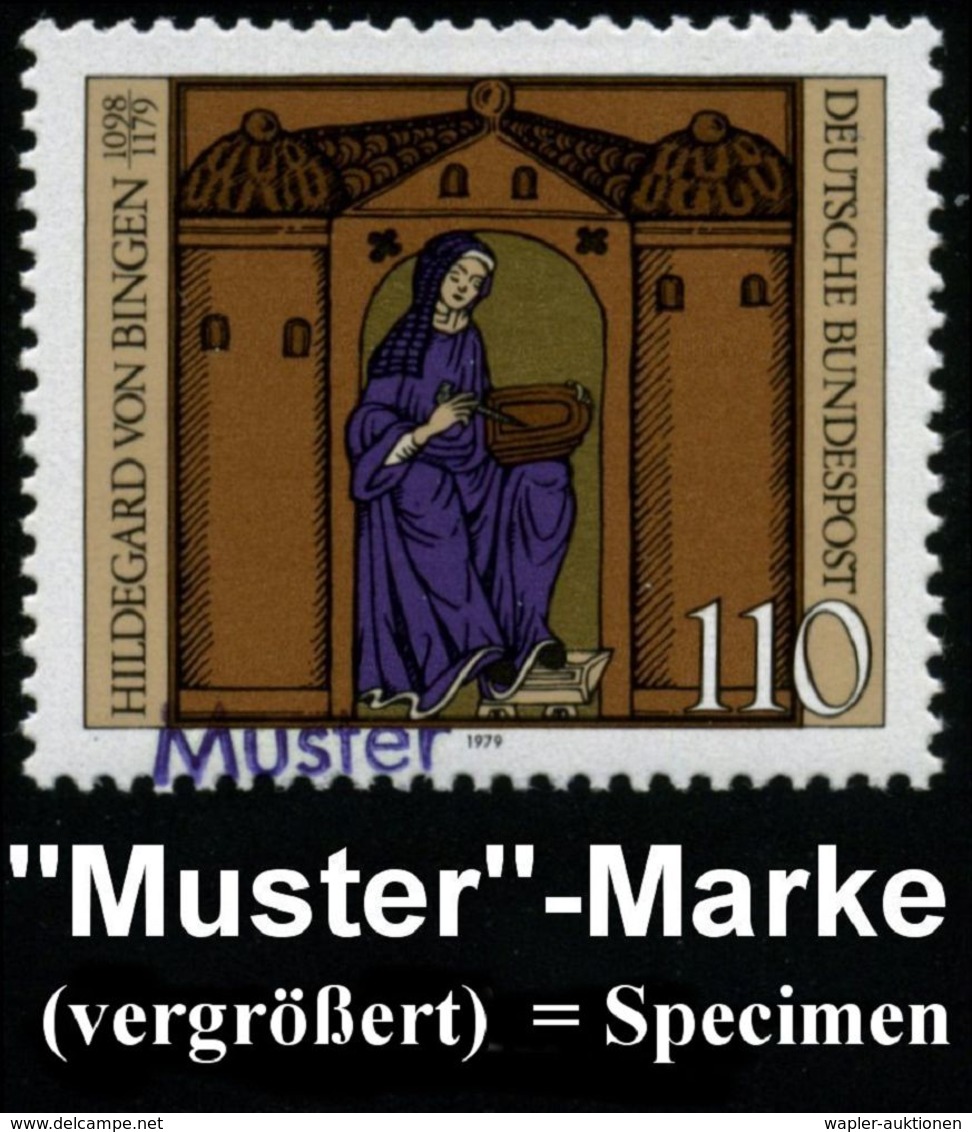 DEUTSCHSPRACHIGE DICHTER & LITERATUR : B.R.D. 1979 (Aug.) 110 Pf. "800. Todestag Hildegard V. Bingen" Mit Amtl. Handstem - Writers