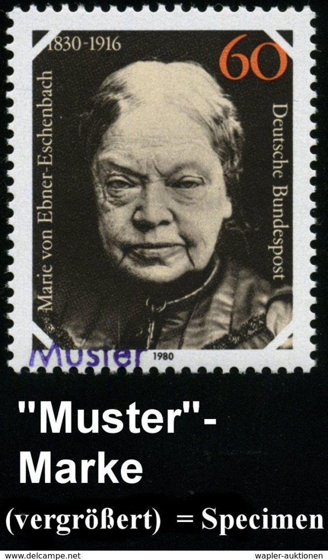 DEUTSCHSPRACHIGE DICHTER & LITERATUR : B.R.D. 1980 (Aug.) 60 Pf. "150. Geburtstag Marie V. Ebner-Eschenbach" Mit Amtl. H - Scrittori