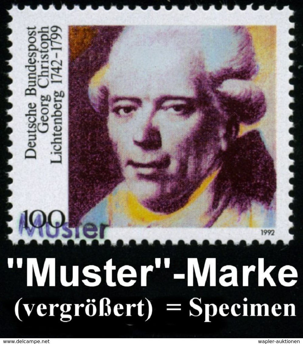 DEUTSCHSPRACHIGE DICHTER & LITERATUR : B.R.D. 1992 (Juni) 100 Pf. "250. Geburtstag Georg Christoph Lichtenberg" Mit Amtl - Schriftsteller