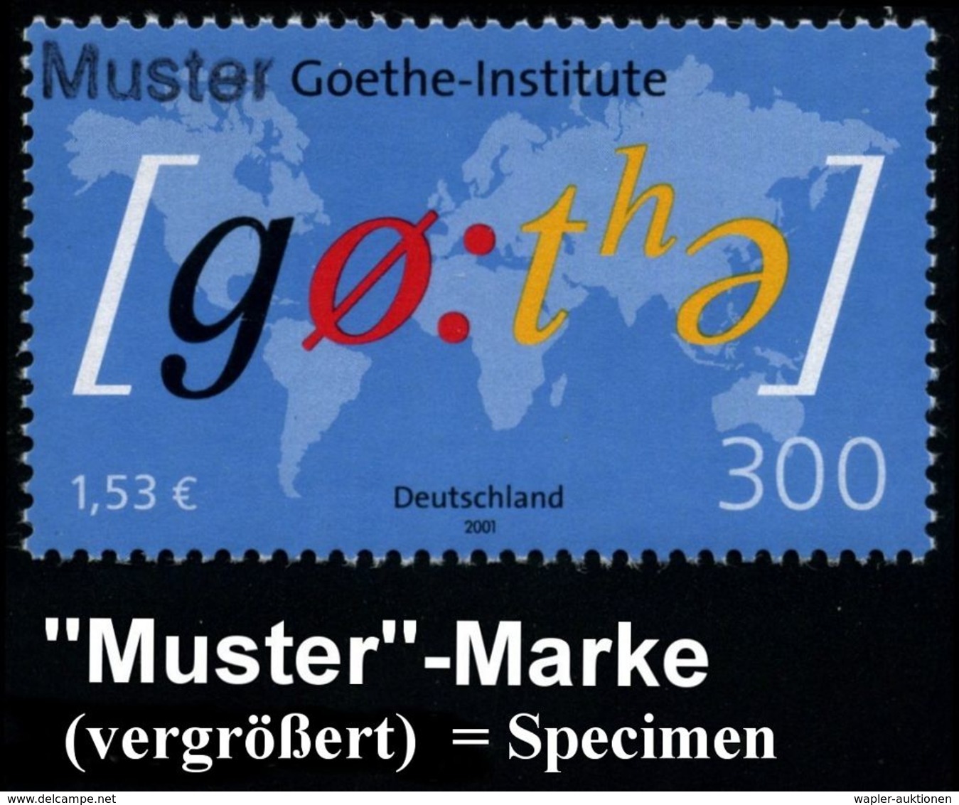 JOHANN WOLFGANG VON GOETHE (1749 - 1832) : B.R.D 2001 (Aug.) 300 Pf./1,53 EUR "50 Jahre Neu-Gründung  G O E T H E - Inst - Schriftsteller