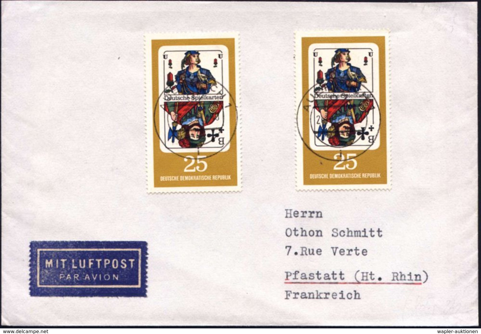 SPIELKARTEN / KARTENSPIELE : D.D.R. 1967 (26.9.) 25 Pf. "Deutsche Spielkarten", Reine MeF = 2x Höchstwert (Eichel- U.Kre - Unclassified