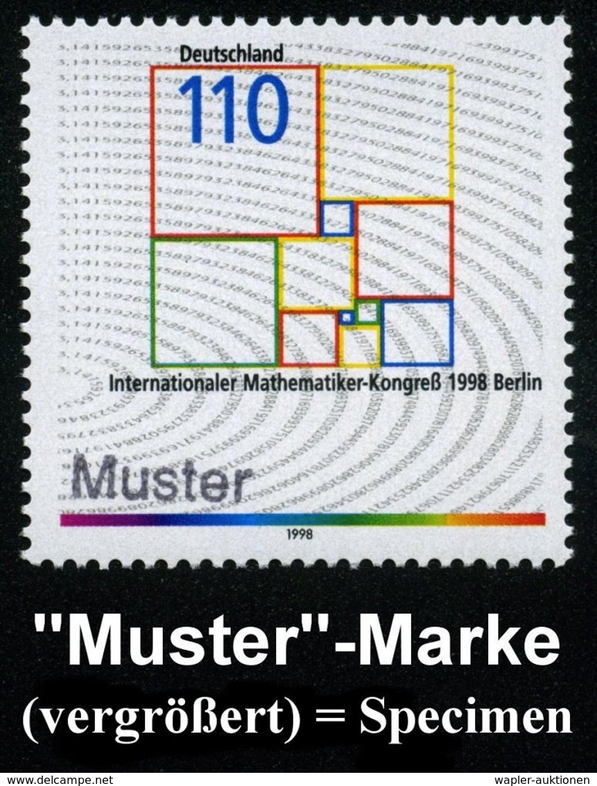 MATHEMATIK / RECHNEN / ZAHLEN / GEOMETRIE : B.R.D. 1998 (Aug.) 110 Pf. "23. Internat. Mathematiker-Kongreß", Berlin Mit  - Ohne Zuordnung