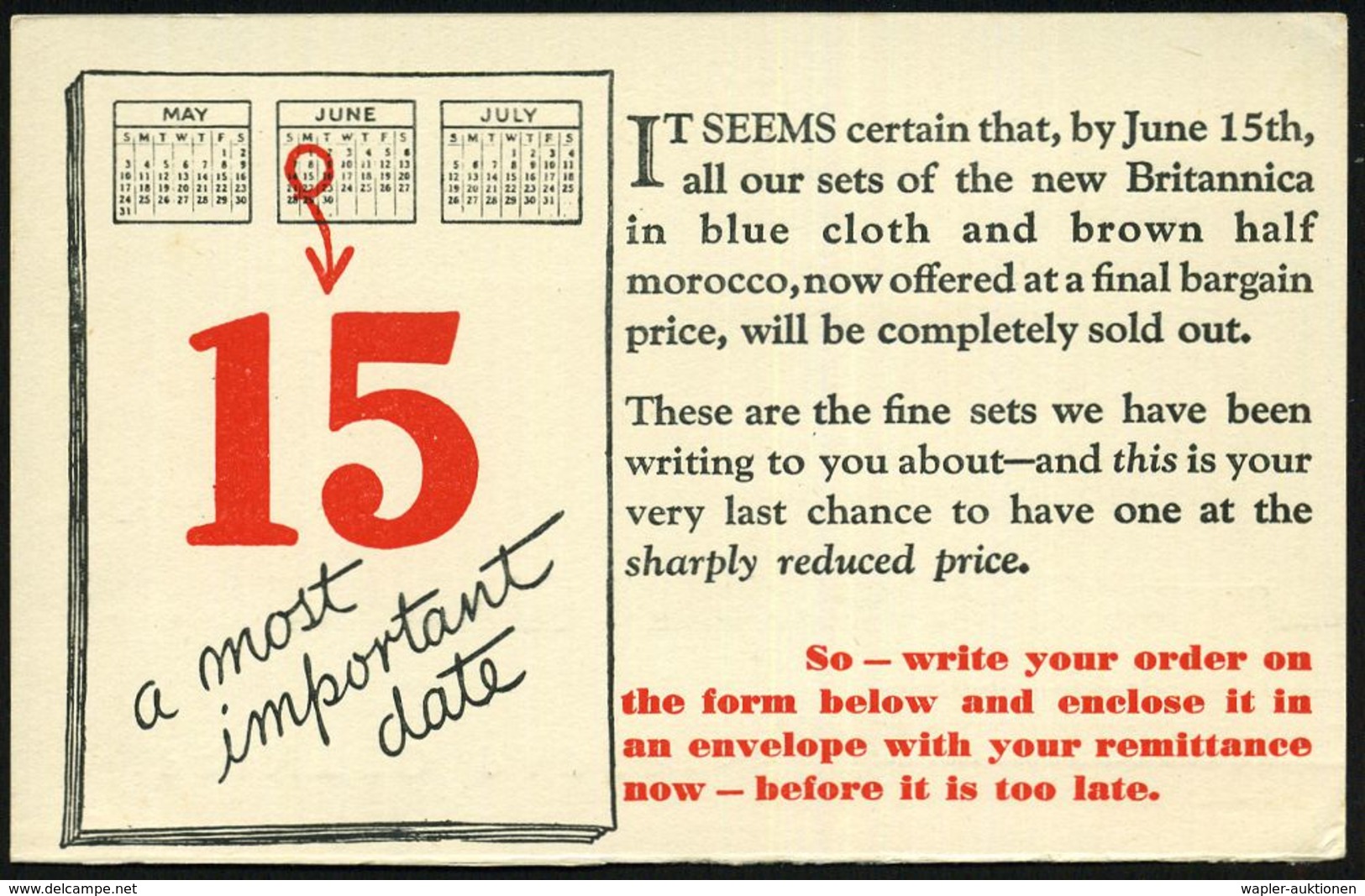 MATHEMATIK / RECHNEN / ZAHLEN / GEOMETRIE : GROSSBRITANNIEN 1931 (15.6.) PP 1/2 D. George V., Grün: 15 JUNE A Most Impor - Non Classés