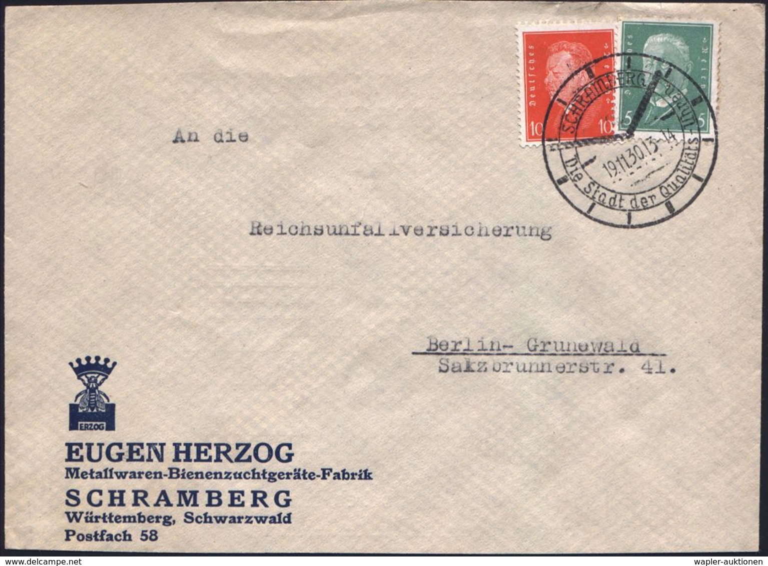 UHR / ZEITMESSUNG : SCHRAMBERG/ Die Stadt Der Qualitäts-Uhren 1930 (19.11.) HWSt In Sonderform Zifferblatt Auf Dekorativ - Horlogerie