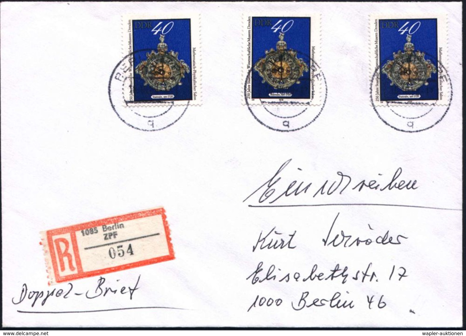 UHR / ZEITMESSUNG : D.D.R. 1980 40 Pf. "Augsburger Stutzuhr", Reine MeF: 3 Stück , Einzeln Gestempel + Sonder-RZ: 1085 B - Clocks