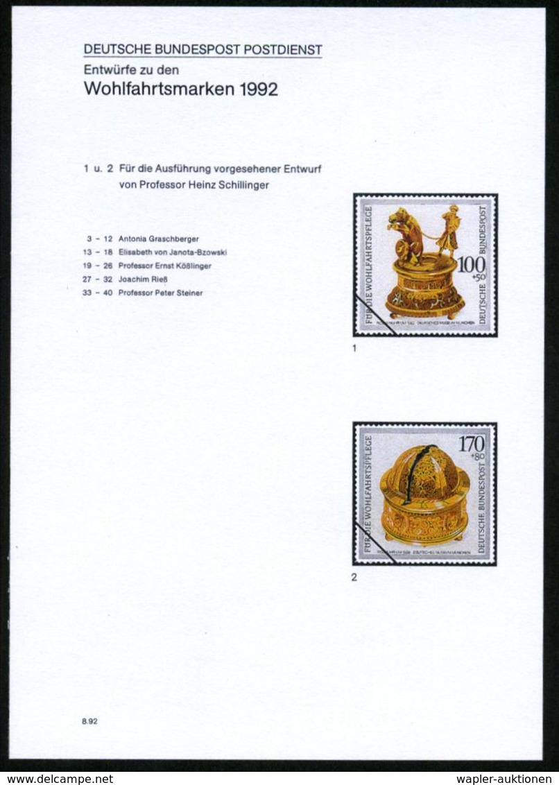 UHR / ZEITMESSUNG : B.R.D. 1992 (Aug.) 100 + 50 Pf. Spieluhr Mit Tanzbär U. 170 + 80 Pf. Histor. Tischuhr, 40 Verschied. - Horlogerie