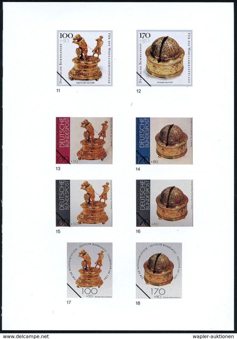 UHR / ZEITMESSUNG : B.R.D. 1992 (Aug.) 100 + 50 Pf. Spieluhr Mit Tanzbär U. 170 + 80 Pf. Histor. Tischuhr, 40 Verschied. - Horlogerie