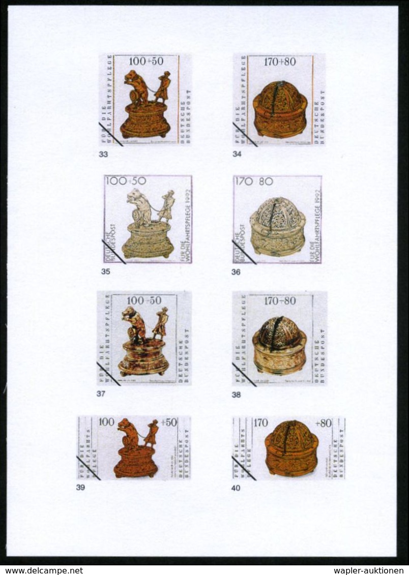 UHR / ZEITMESSUNG : B.R.D. 1992 (Aug.) 100 + 50 Pf. Spieluhr Mit Tanzbär U. 170 + 80 Pf. Histor. Tischuhr, 40 Verschied. - Horlogerie