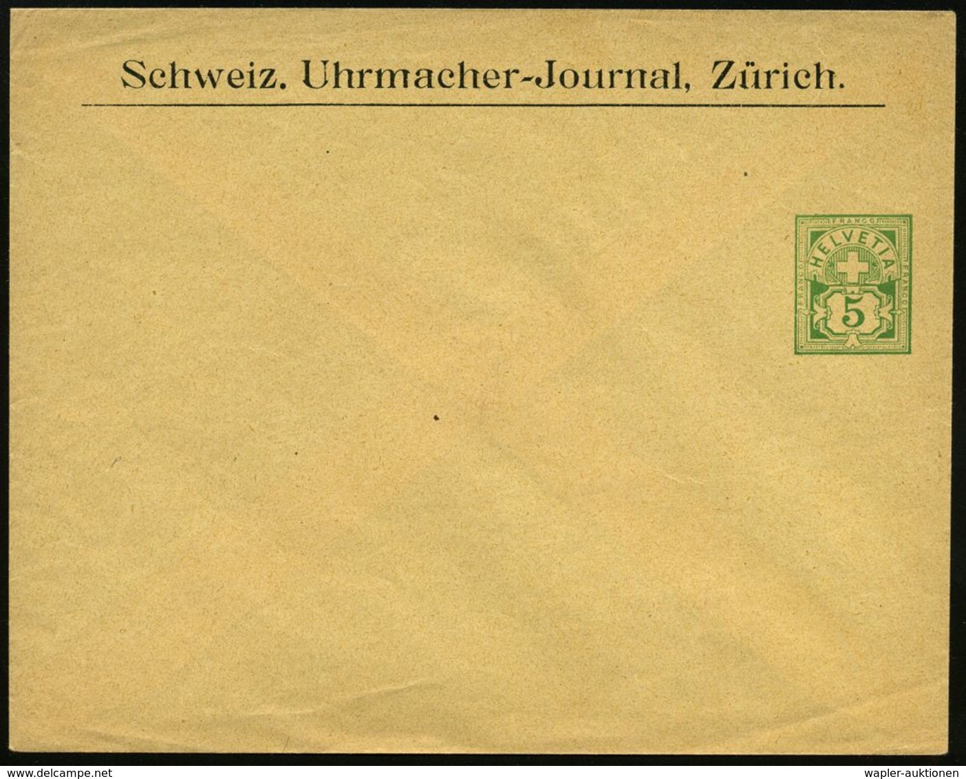 UHR / ZEITMESSUNG : SCHWEIZ 1907 PU 5 C. Ziffer, Grün: Schweiz. Uhrmacher=Journal, Zürich , Ungebr. (Zu. PU 5) - Clocks