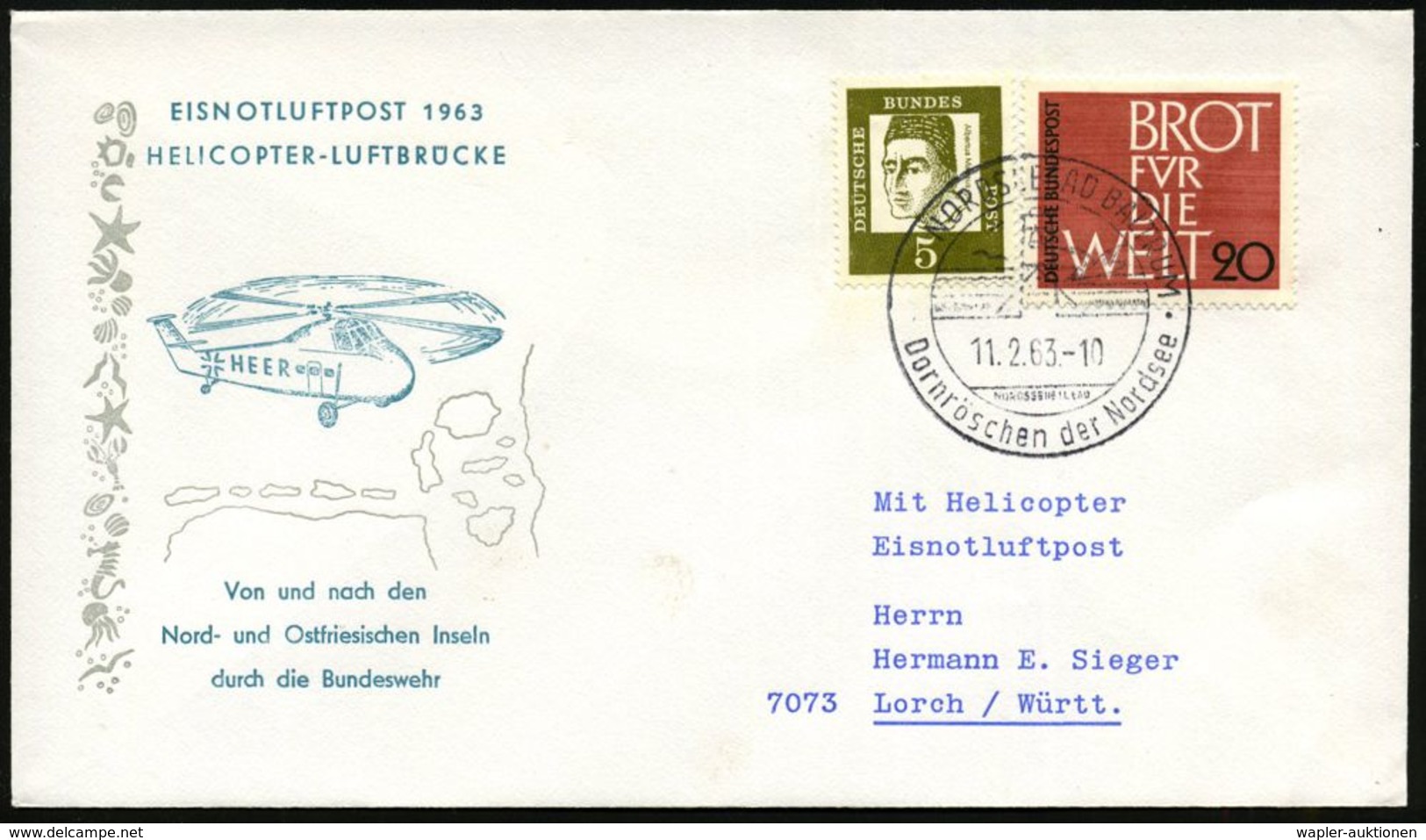 METEOROLOGIE / KLIMA / WETTER : BALTRUM NORDSEEBAD/ Dornröschen D.Nordesee 1963 (11.2.) Aptierter HWSt (alte PLGZ Entfer - Clima & Meteorologia