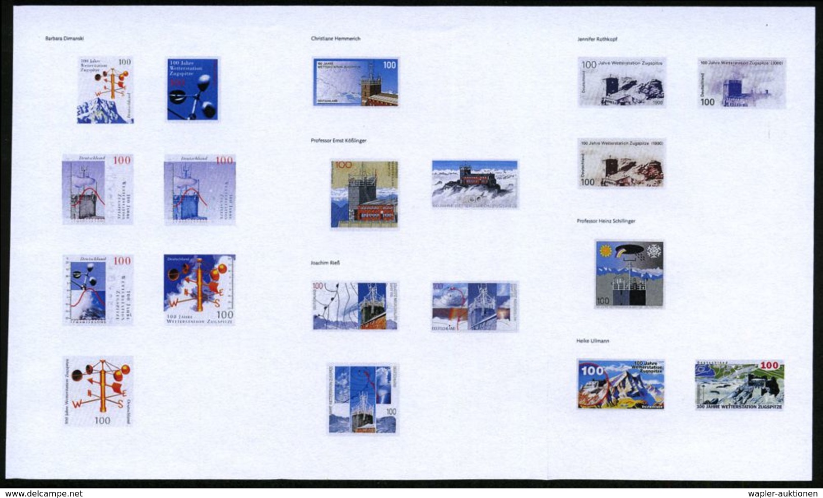 METEOROLOGIE / KLIMA / WETTER : B.R.D. 2000 (Juli) 100 Pf. "100 Jahre Wetterstation Zugspitze", 22 Verschiedene Alternat - Climat & Météorologie