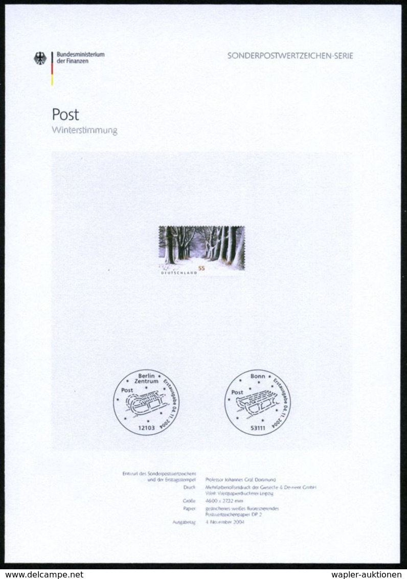 METEOROLOGIE / KLIMA / WETTER : B.R.D. 2004 (Nov.) 55 C. "Winterstimmung" (Eichenallee)  U N G E Z.  Vorlageblock Bundes - Climat & Météorologie