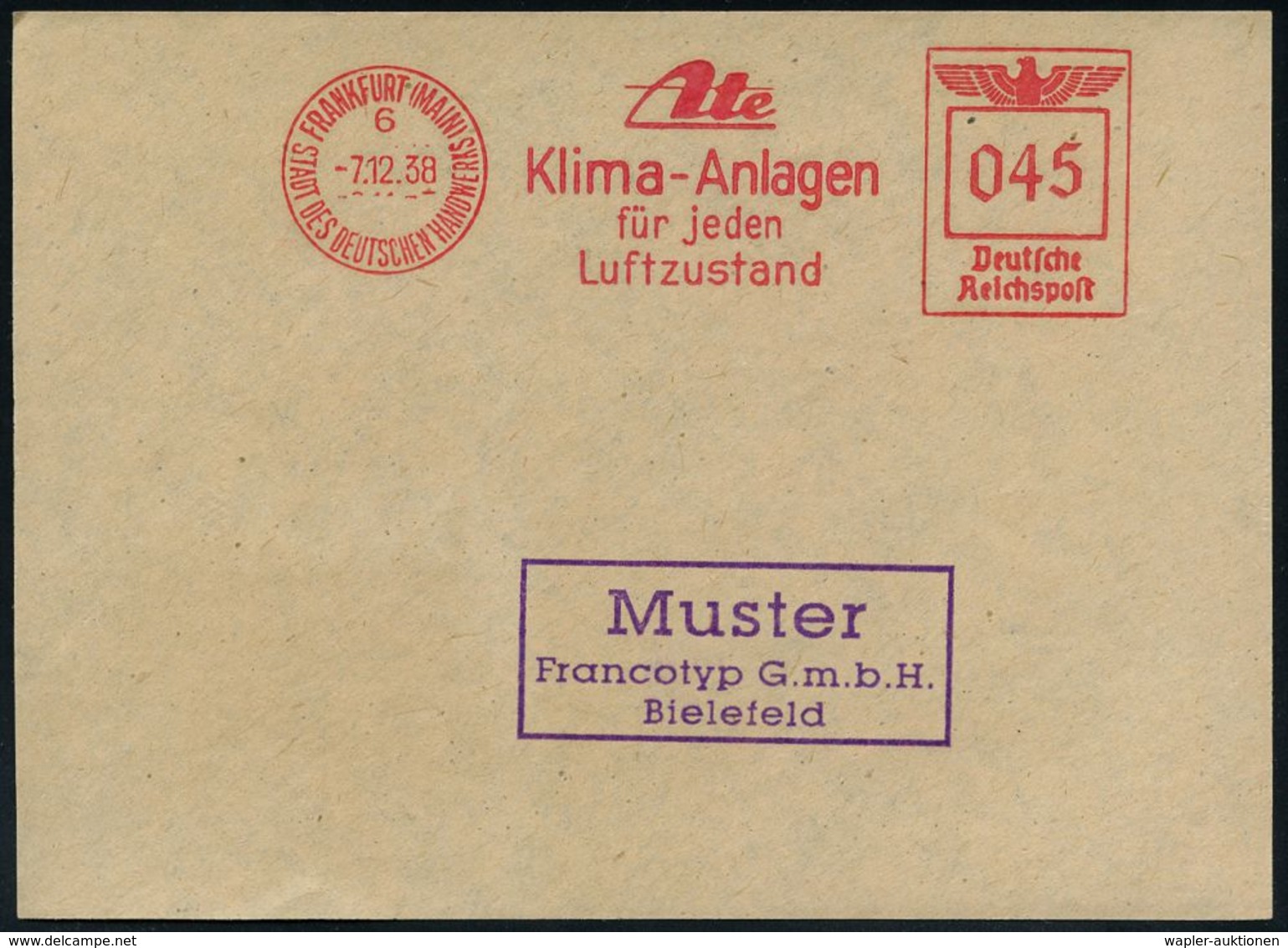 KLIMATECHNIK ( WÄRME- & KÄLTE) : FRANKFURT (MAIN)/ 6/ SDDH/ Ate/ Klima-Anlagen/ Für Jeden/ Luftzustand 1938 (7.12.) AFS  - Unclassified