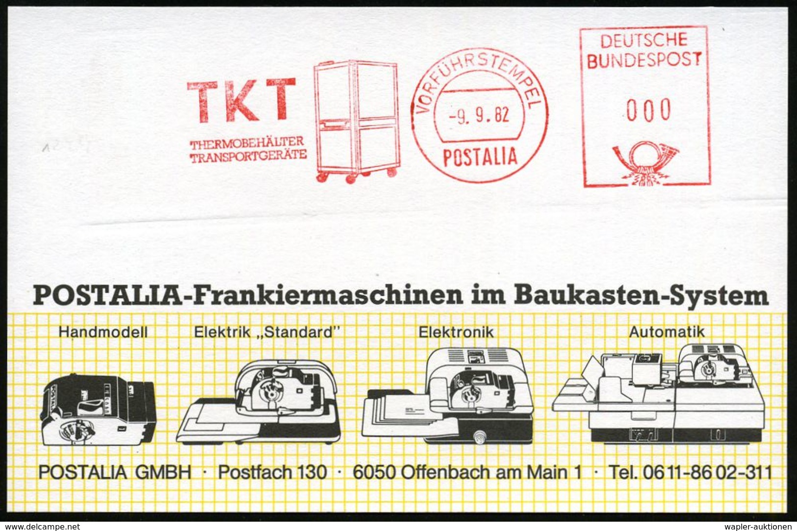 KLIMATECHNIK ( WÄRME- & KÄLTE) : B.R.D. 1982 (9.9.) AFS: VORFÜHRSTEMPEL/POSTALIA/TKT/THERMOBEHÄLTER.. (fahrbarer Thermob - Unclassified