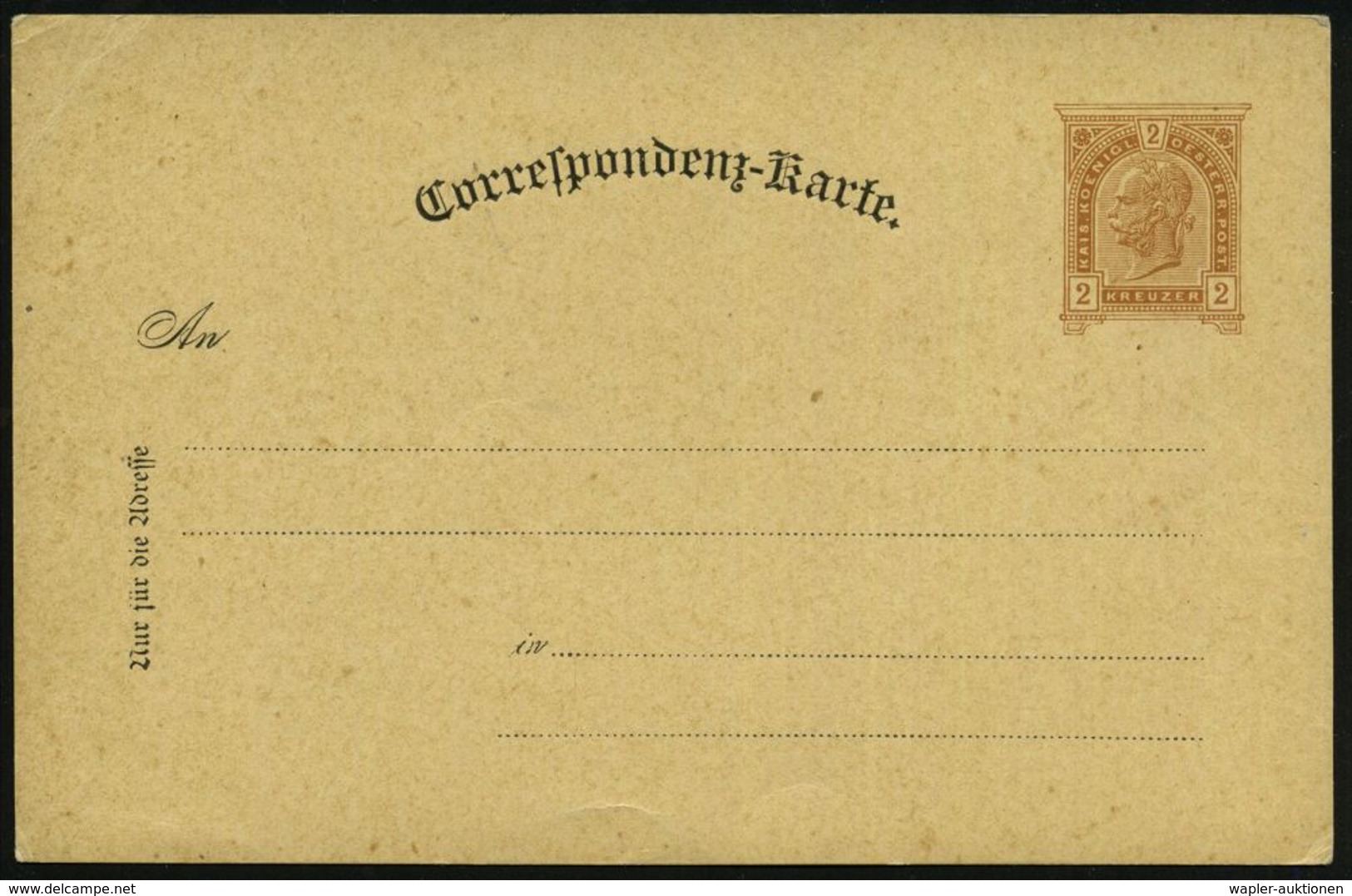 MUSIK ALLGEMEIN : ÖSTERREICH 1892 PP 2 Kr. KFJ-Torbogen, Braun: Internat. Musik- U. Theater-Ausstellung Wien "Avenue" Mi - Musica