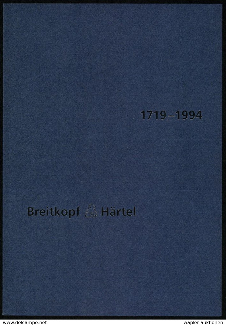 MUSIK-VERLAGE : Wiesbaden 1994 Jubil.-Firmschenschrift "275 Jahre Verlag Breitkopf & Härtel" (Leipzig/Wiesbaden) Firmeng - Music