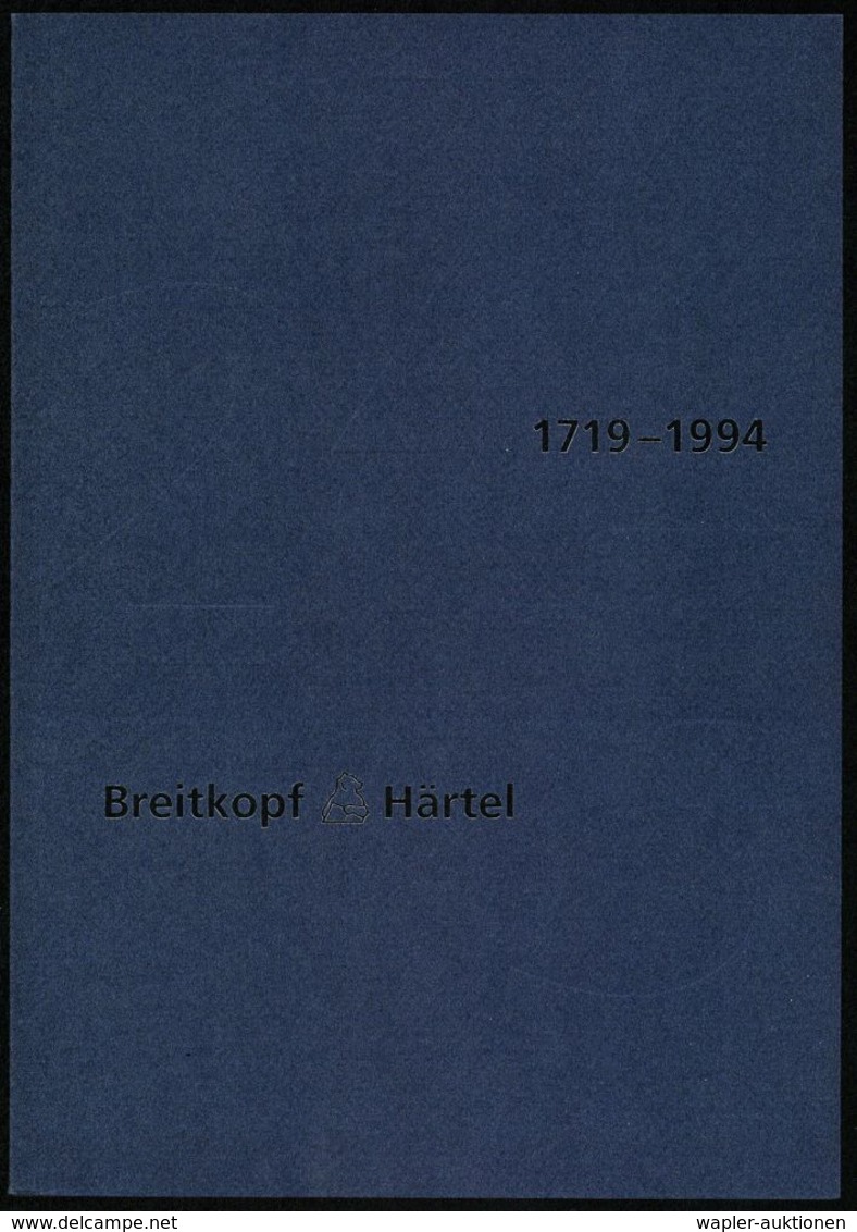 MUSIK-VERLAGE : Wiesbaden 1994 Jubil.-Firmschenschrift "275 Jahre Verlag Breitkopf & Härtel" (Leipzig/Wiesbaden) Firmeng - Musique