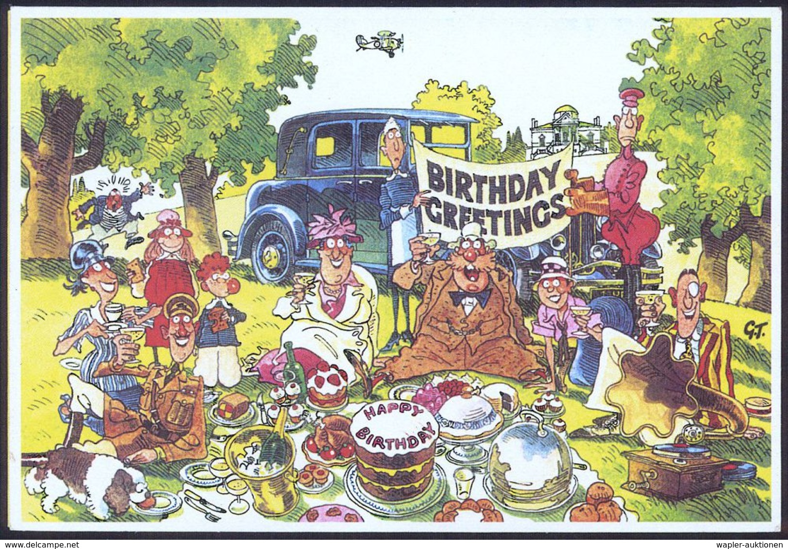 SCHALLPLATTE / GRAMMOPHON / PLATTENSPIELER : GROSSBRITANNIEN 1979 Schmuckblatt-Telegramm "Happy Birthday" (brit. Picknic - Musique