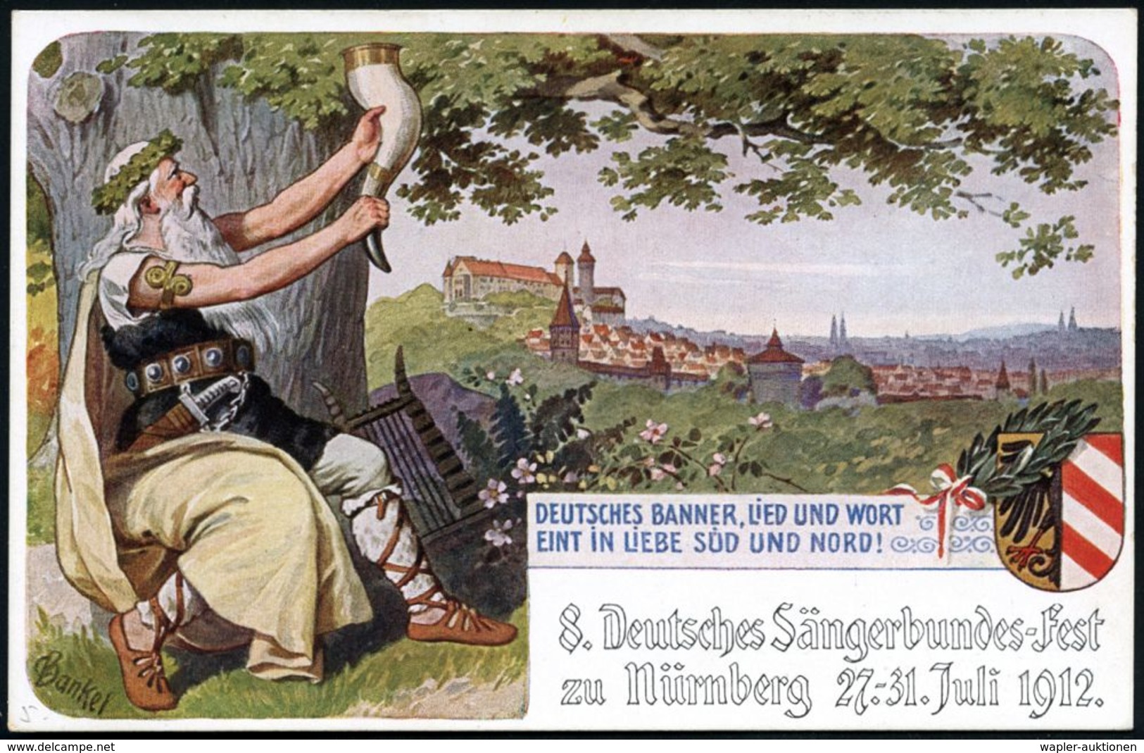 LIED & SINGEN / GESANGSFESTIVAL : Nürnberg 1912 (Juli) PP 5 Pf. Luitpold, Grün: 8. Deutsches Sängerbundes-Fest.. 1912 =  - Musique