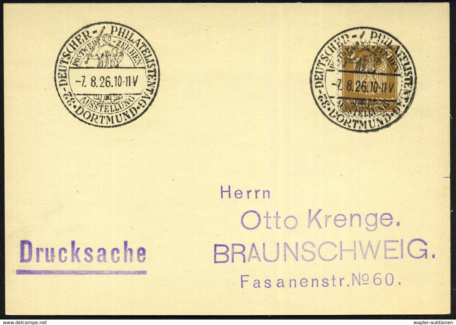 MINNESÄNGER / ROLAND : DORTMUND/ 32.DEUTSCHER PHILATEL.TAG 1926 (7.8.) Seltener SSt = Roland (mit Schwert) Klar Gest. In - Musique