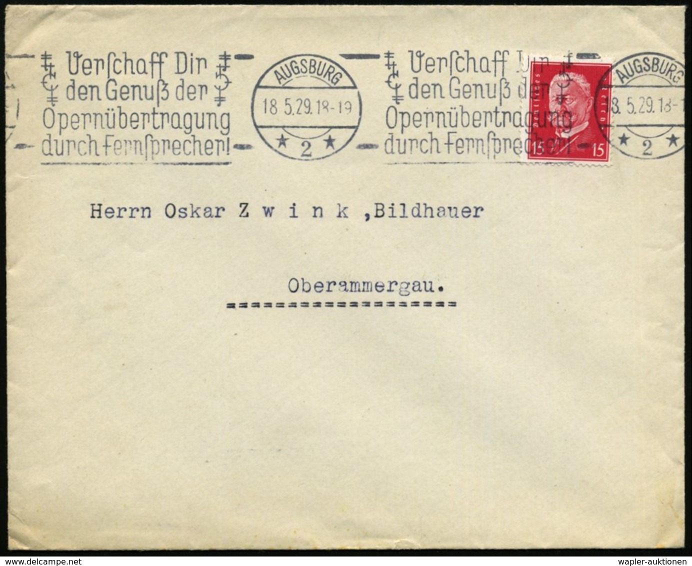 KLASSISCHE MUSIK /KONZERT / OPER : AUGSBURG/ *2*/ Verschaff Dir/ Den Genuß D./ Opernübertragung/ Durch Fernsprecher! 192 - Musique