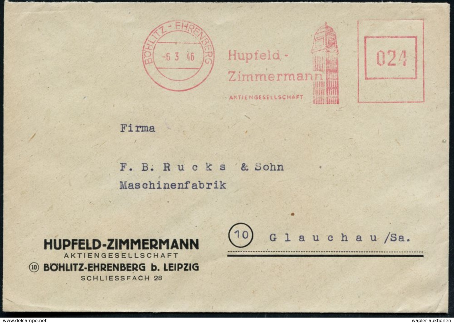 MUSIK-INSTRUMENTE ALLGEMEIN : BÖHLITZ-EHRENBERG/ Hupfeld-/ Zimmermann/ AG 1946 (6.3.) Aptierter AFS Francotyp "NS-Adler" - Musica