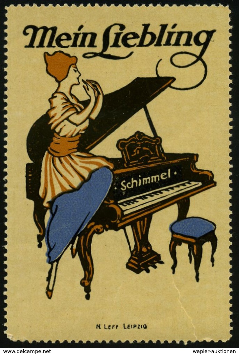 MUSIK-INSTRUMENTE ALLGEMEIN : Leipzig 1913 3 Verschiedene Gez. Color-Reklame-Vignetten: Schimmel, Konzertflügel (sign. N - Music