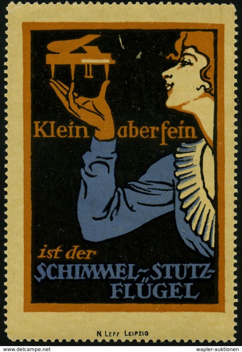 MUSIK-INSTRUMENTE ALLGEMEIN : Leipzig 1913 3 Verschiedene Gez. Color-Reklame-Vignetten: Schimmel, Konzertflügel (sign. N - Musik