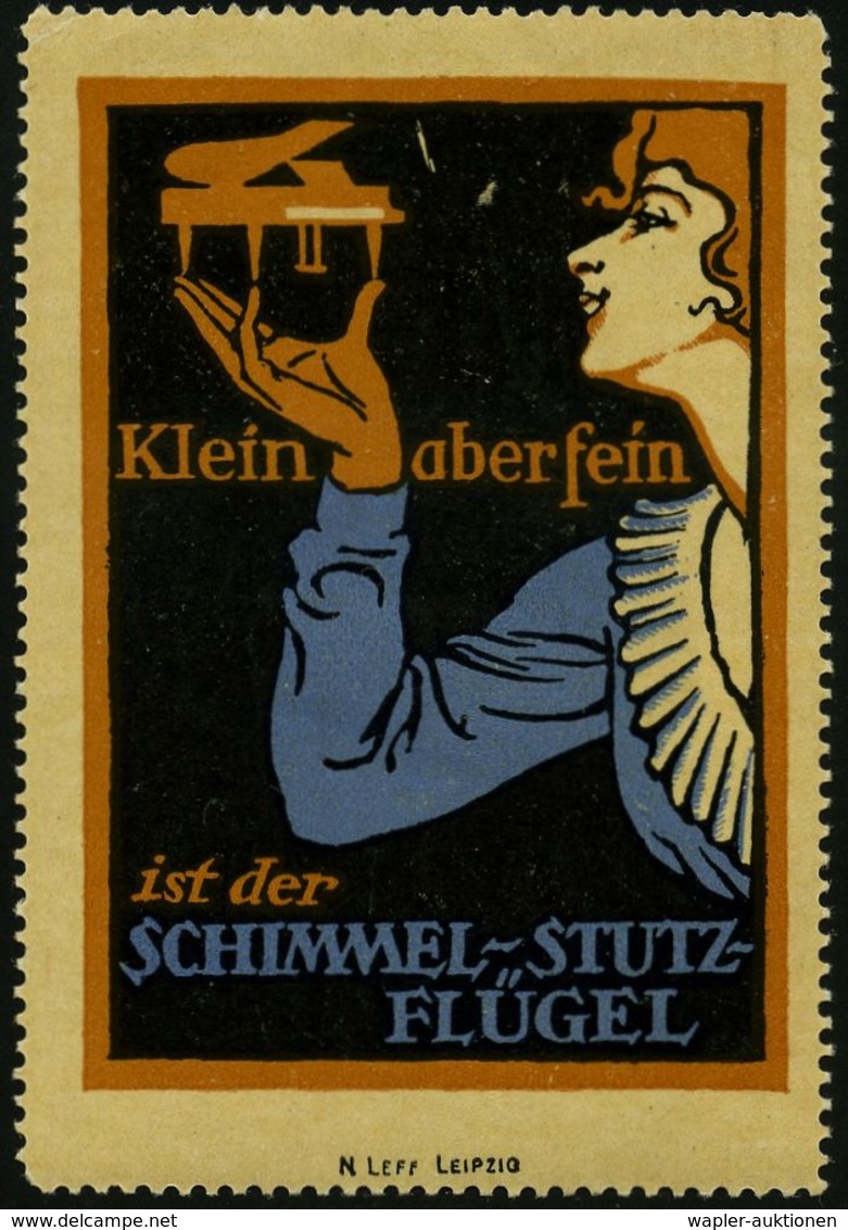 MUSIK-INSTRUMENTE ALLGEMEIN : Leipzig 1913 3 Verschiedene Gez. Color-Reklame-Vignetten: Schimmel, Konzertflügel (sign. N - Musique