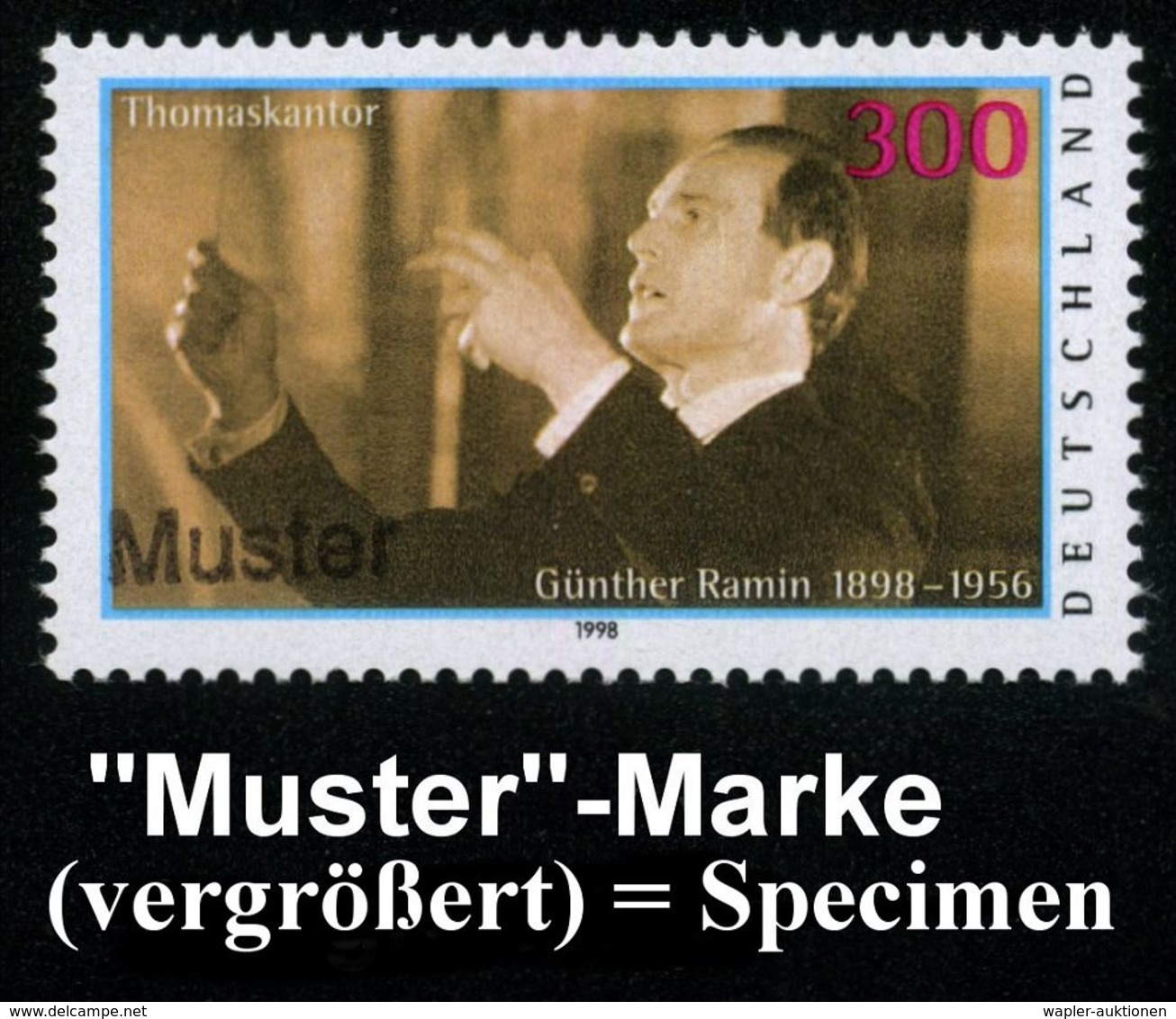 MUSIK-INSTRUMENTE ALLGEMEIN : B.R.D. 1998 (Sept.) 100 Pf. "100. Geburtstag Günther Ramin", Postfr. Mit Amtl. Handstempel - Music