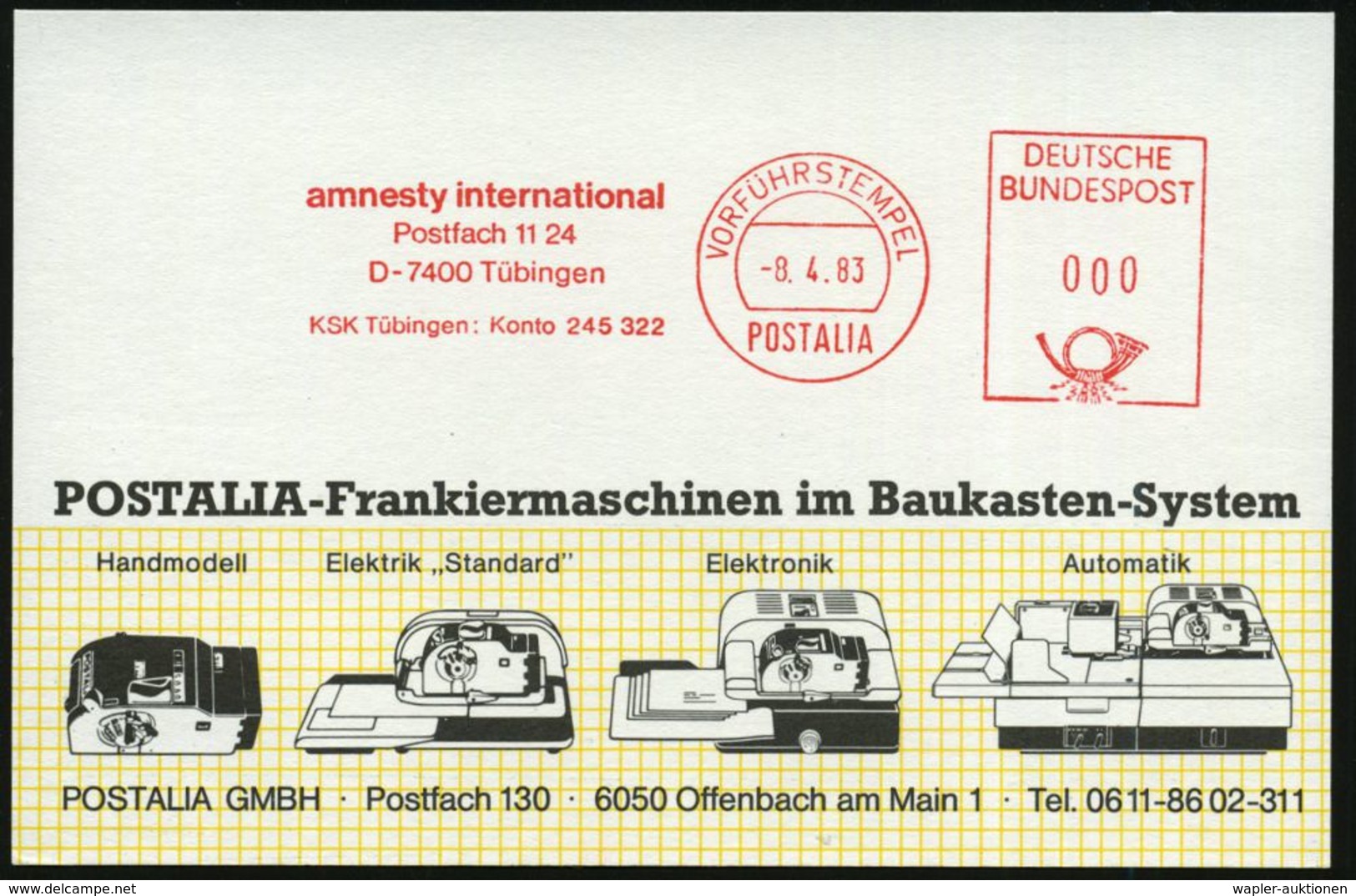 JUSTIZ / STRAFVOLLZUG / GEFÄNGNIS : 7400 Tübingen 1983 (8.4.) AFS: VORFÜHRSTEMPEL/POSTALIA/ Amnesty International , Selt - Polizei - Gendarmerie