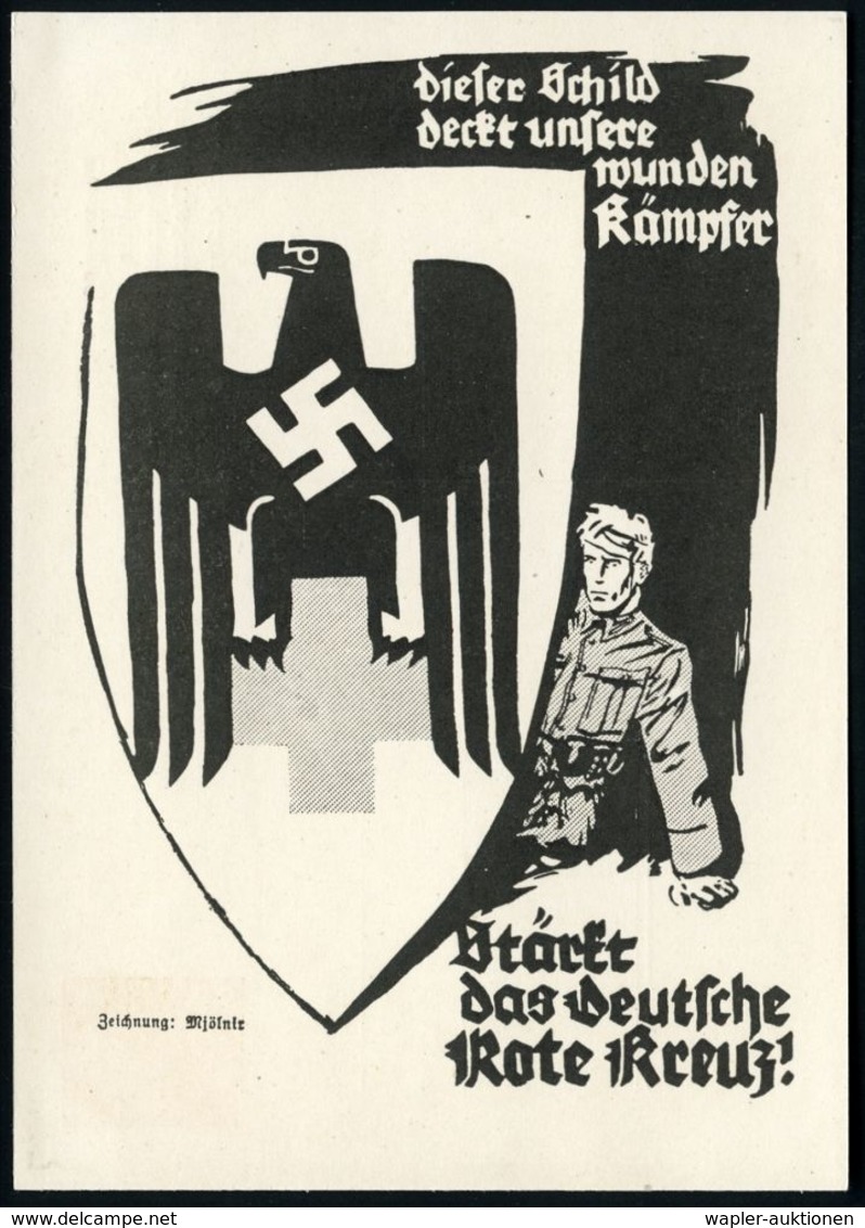 ROTES KREUZ  / DRK / IRK / ROTER HALBMOND : Berlin 1940 PP 3 Pf. Hindenbg., Braun: Dieser Schild Deckt Unsere Wunden Käm - Croix-Rouge