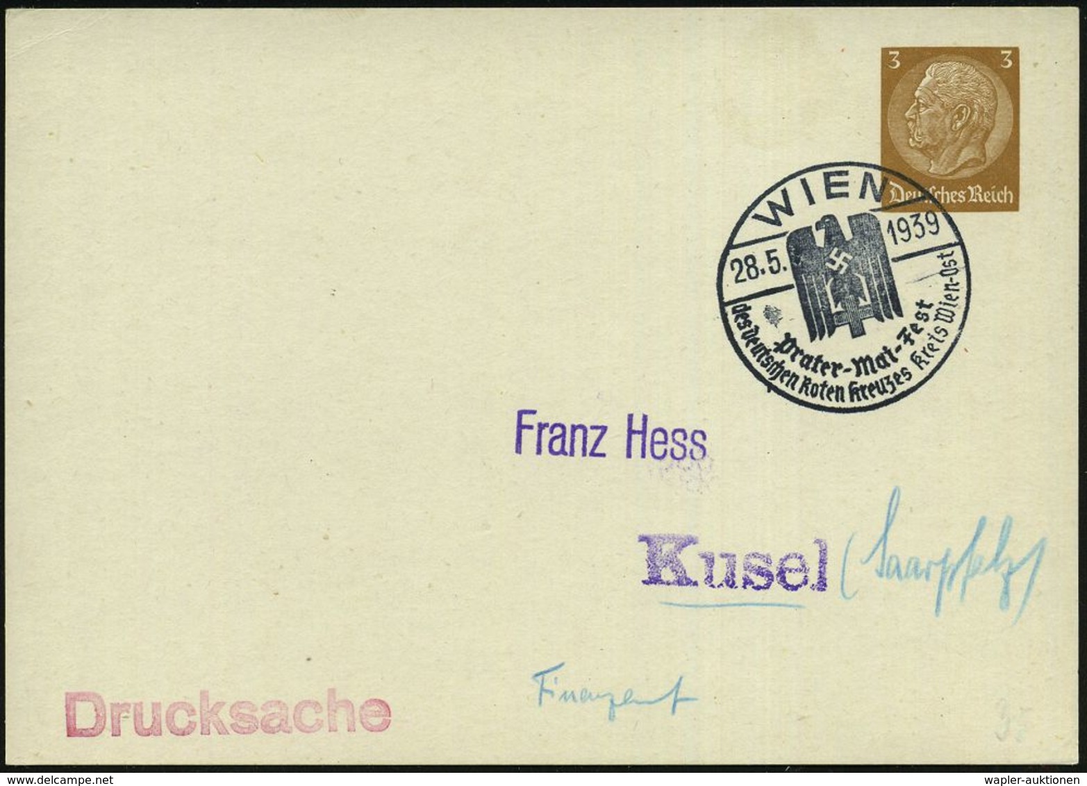ROTES KREUZ  / DRK / IRK / ROTER HALBMOND : WIEN/ Prater-Mai-Fest/ Des Deutschen Roten Kreuzes Kreis Wien-Ost 1939 (28.5 - Croce Rossa
