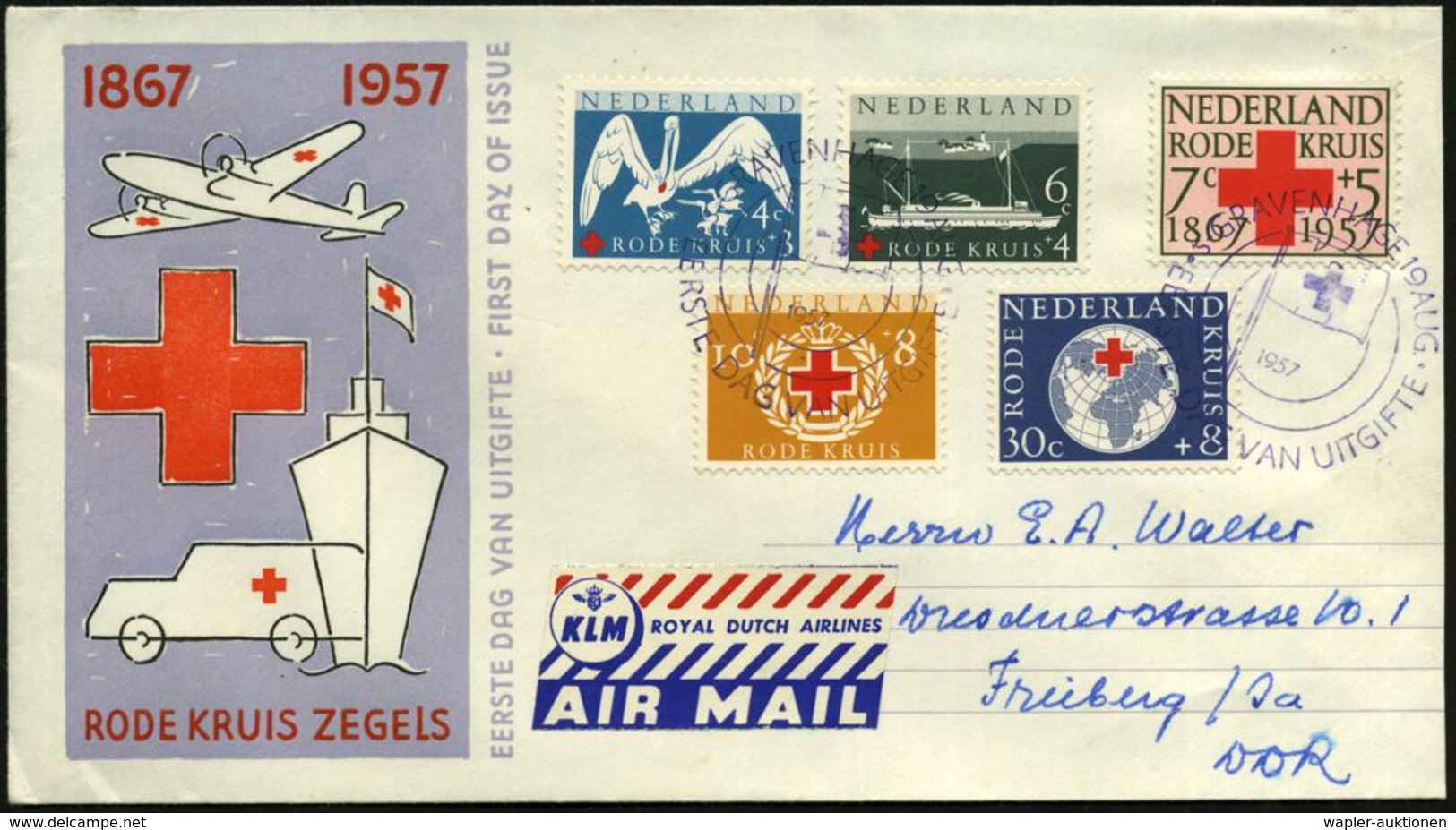 ROTKREUZ-JUBILÄEN : NIEDERLANDE 1967 (19.8.) "90 Jahre Niederländ. R.K.", Kompl. Satz + ET-SSt.: 's-GRAVENHAGE (R.K.-Fla - Red Cross