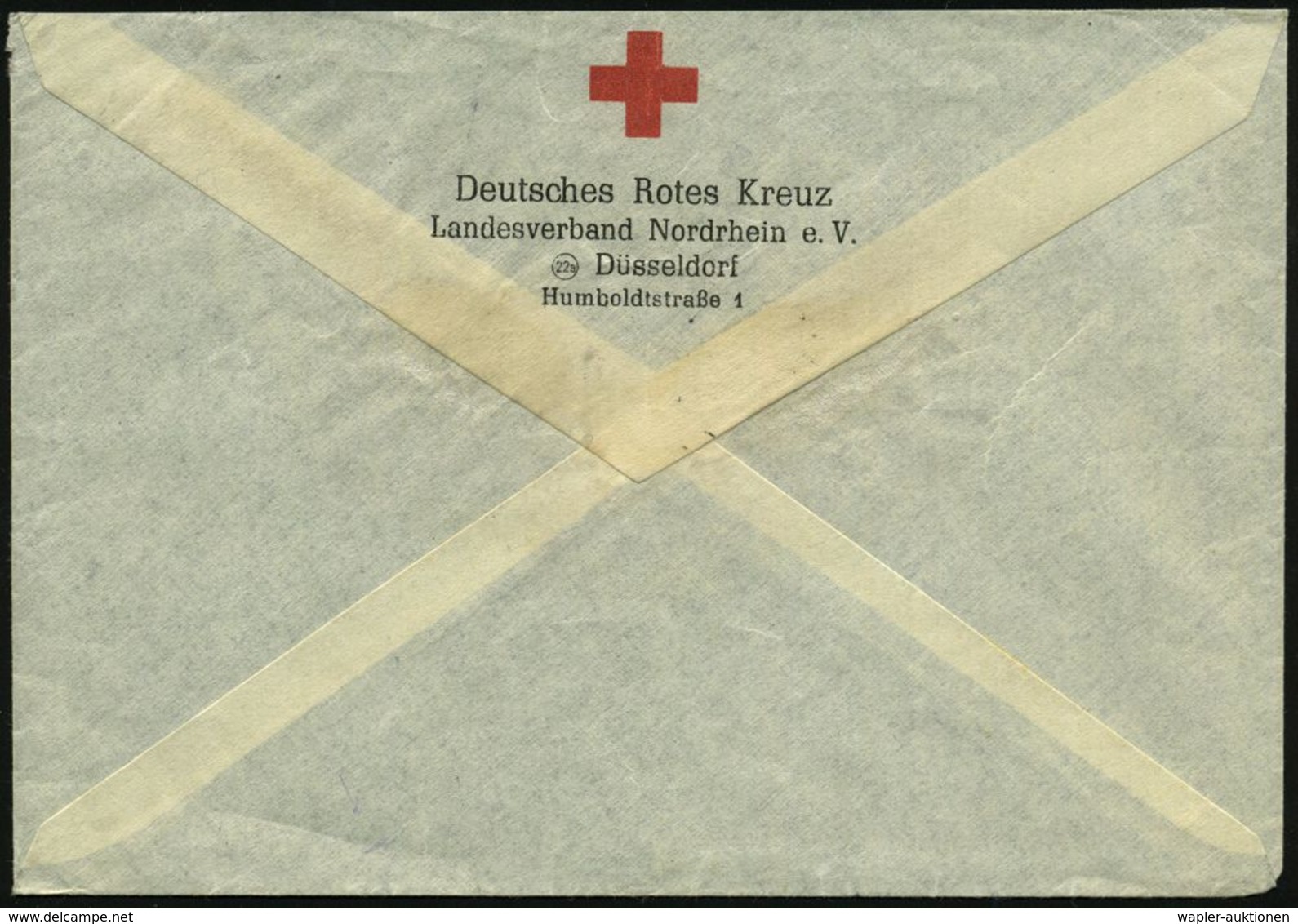 SUCHDIENSTE : (22a) DÜSSELDORF 1/ Hh 1949 (14.6.) 2K + Viol. Ra3: Kriegsgefangenen-/post/gebührenfrei! , Rs. Abs.-Vordr. - Croix-Rouge