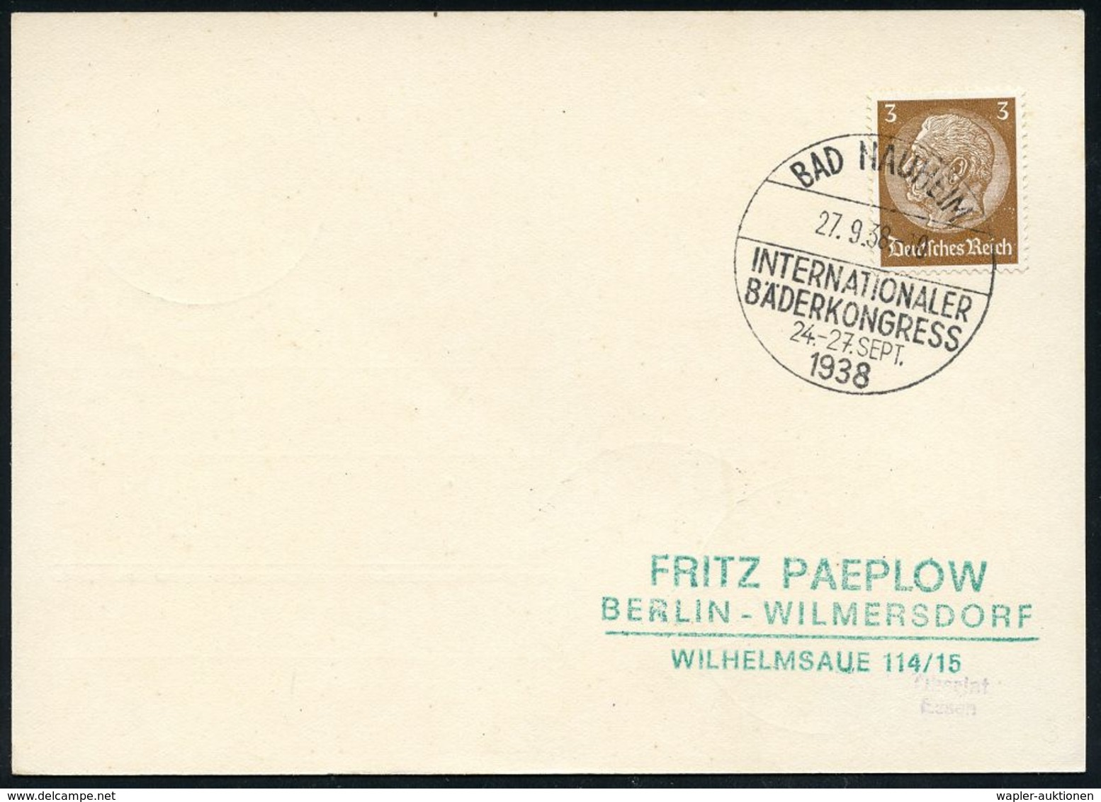 MEDIZINISCHE AUSSTELLUNGEN & KONGRESSE : BAD NAUHEIM/ INTERNAT./ BÄDERKONGRESS/ 24.-27.SEPT. 1938 (26./27.9.) MWSt  U N  - Médecine