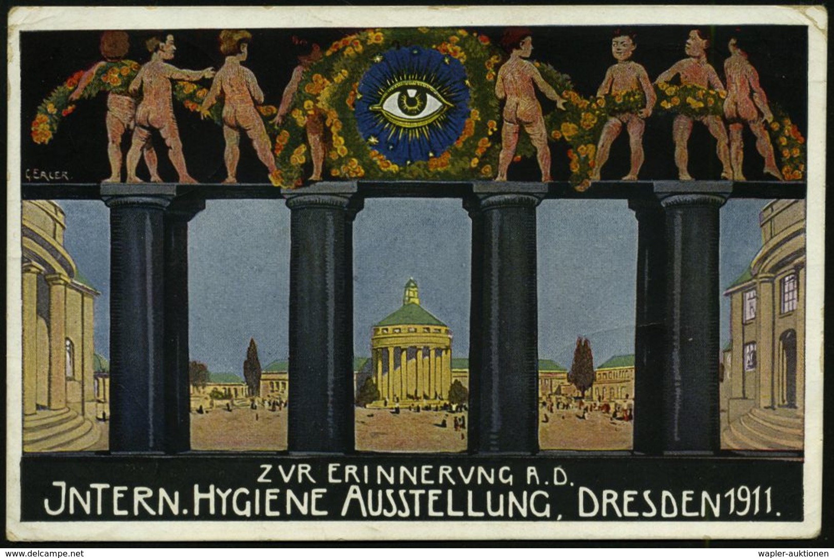 MEDIZINISCHE AUSSTELLUNGEN & KONGRESSE : DRESDEN 1911/ INTERN.HYGIENE-/ AUSSTELLUNG/ *a 1911 (8.10.) SSt Auf Amtl. Color - Medicina