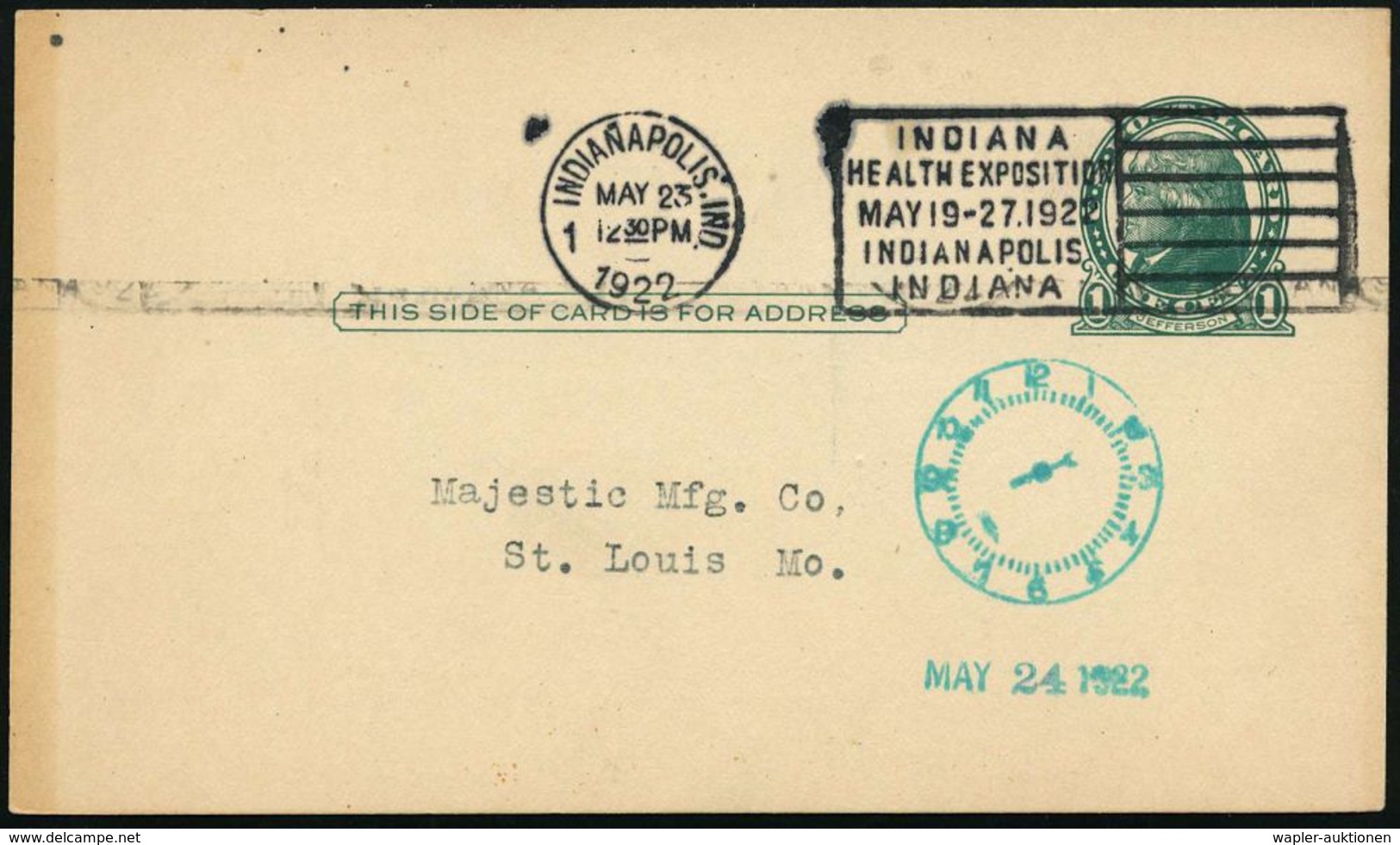 MEDIZINISCHE AUSSTELLUNGEN & KONGRESSE : U.S.A. 1922 (Mai) MWSt: INDIANAPOLIS, IND/1/INDIANA/ HEALTH EXPOSITION/..1922 K - Médecine